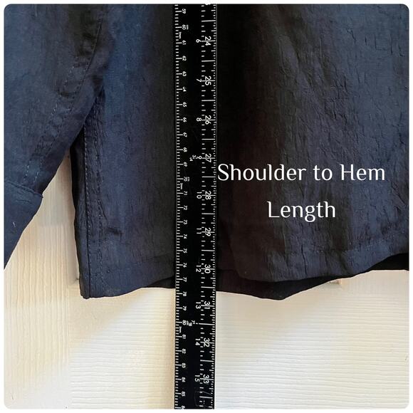 ASOS Designs Black Semi Sheer Notch V Neck Button Down Tunic Top Size XL - Picture 7 of 10